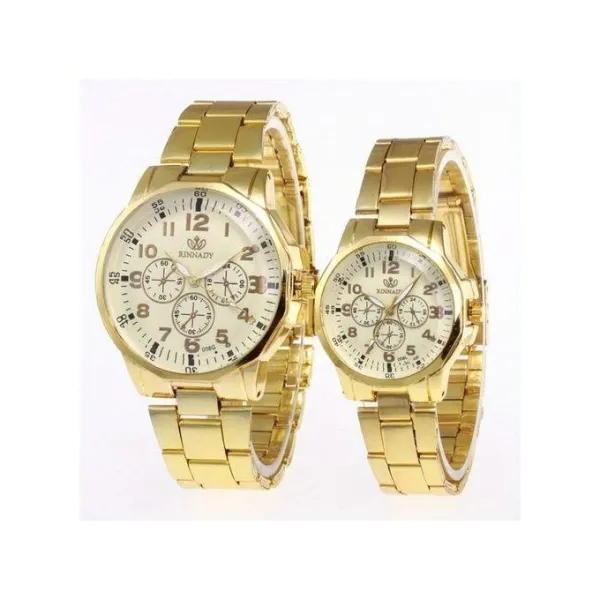 2 pieces Classic Simple Stainless Steel Quartz Wat