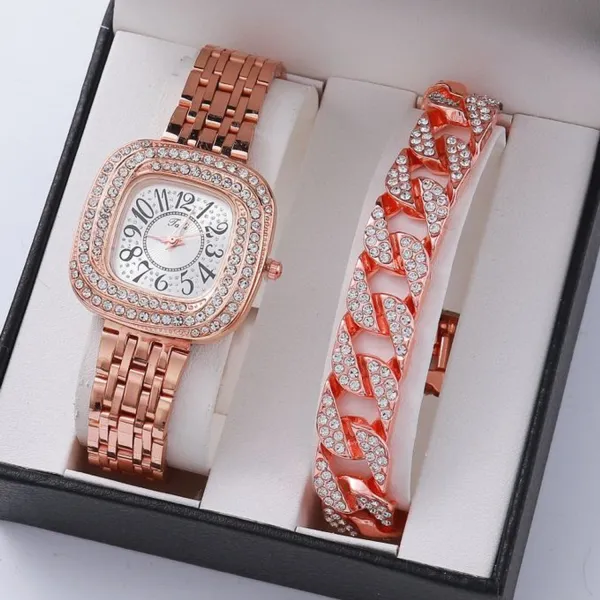 2PCS Women Waist Watches Set Elegant Ladies Wristw